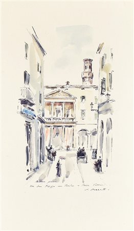 Epifanio Pozzato VIA S.FILIPPO TEATRO VILLANI tecnica mista su carta, cm...
