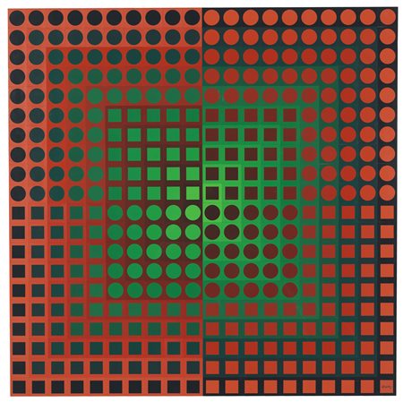 VICTOR VASARELY  
Zoeld Red/Green, 1971
