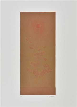 Francesco Casorati FARFALLA E SOLE ROSSO incisione su carta, battuta cm...