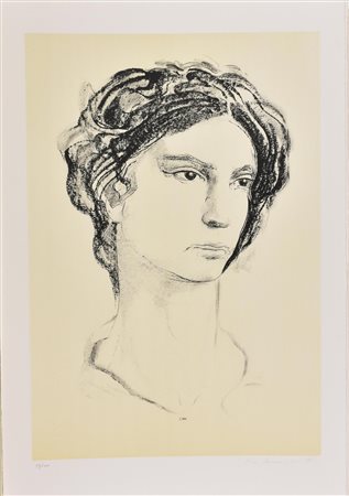 Pietro Annigoni RITRATTO litografia su carta, cm 70x50; es. 99/100 firma