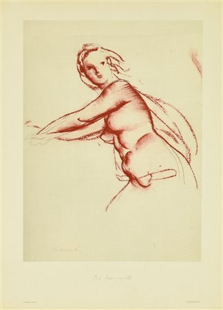 Pietro Annigoni STUDIO N.3 stampa su carta, cm 70x50 firma in lastra sul...