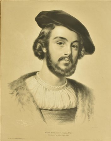 Julien GRANDE ETUDE AUX DEUX CRAYONS litografia d'apres, cm 63x50 L'opera...