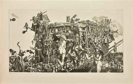 Rudi Gorog AMAZONAS incisione su carta, battuta cm 44x79,5, su foglio cm...