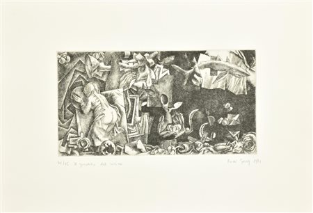 Rudi Gorog IL GIARDINO DEL VICINO incisione su carta Fabriano, battuta cm...