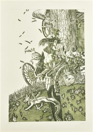 Rudi Gorog PURGATORIO C.32 incisione su carta Fabriano, battuta cm 59x39, su...