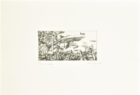 Rudi Gorog IL VERDETTO incisione su carta Fabriano, battuta cm 10x20, su...