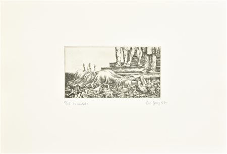 Rudi Gorog LA VENDETTA incisione su carta Fabriano, battuta cm 11x20, su...