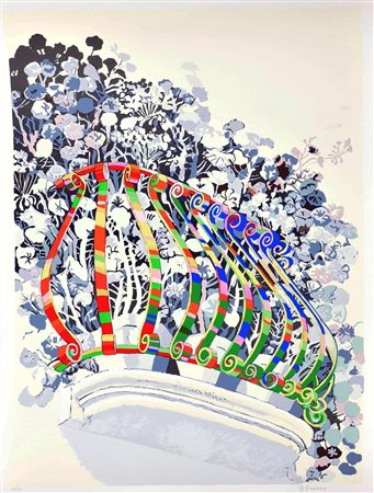 Giuseppe Grosso BALCONE FIORITO serigrafia su carta, cm 70x50; es. 95/150 firma