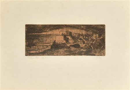 Fulvio Platinetti SENZA TITOLO acquaforte su carta, battuta cm 11,5x29,5, su...