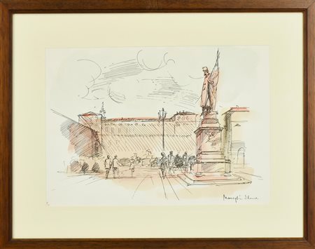 Edmondo Maneglia PALAZZO REALE, TORINO litografia su carta, cm 35x45; es....