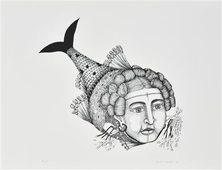 Manlio Amodeo PESCE IMPERATRICE litografia su carta, cm 50x65; es. 23/35...