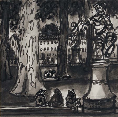 ZANCANARO TONO Padova 1906 - 1985 senza titolo 1959 tecnica mista su carta cm...