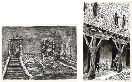 BUSSOTTI RENZO Firenze 1925 Soggetti vari lotto di 17 tecniche miste su...