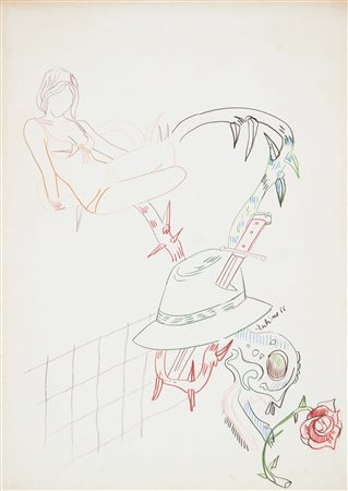 EULISSE VINCENZO Venezia 1936 senza titolo 1966 tecnica mista su carta cm...