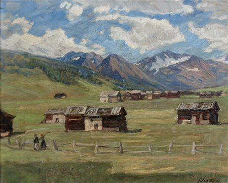 SCATTOLA FERRUCCIO Venezia 1873 - Roma 1950 Ritorno dai campi olio su tavola...