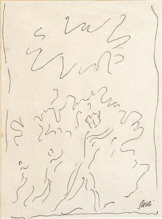 GUIDI VIRGILIO Roma 1892 - Venezia 1984 Figure nello spazio tecnica mista su...