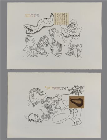 POZZATI CONCETTO (n. 1935) - Lotto composto da n. 2 fogli. Per Amore, Amore.