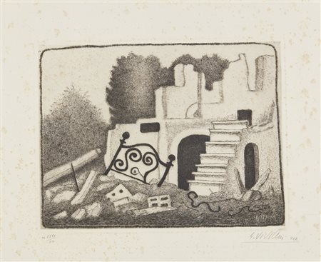 VIVIANI GIUSEPPE (1898 - 1965) - Letto e macerie.