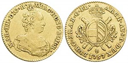 AUSTRIA - Maria Teresa e Francesco I (1740-1765) - Sovrana - 1757 Mano - (AU g. 11,05) RRR Kr. 24 - bel BB