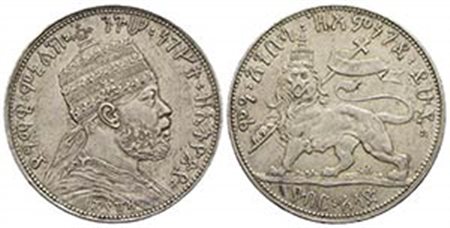 ETIOPIA - Menelik II (1889-1913) - Mezzo Birr - 1897 - AG RR Kr. 15 Zampa d. alzata - qSPL