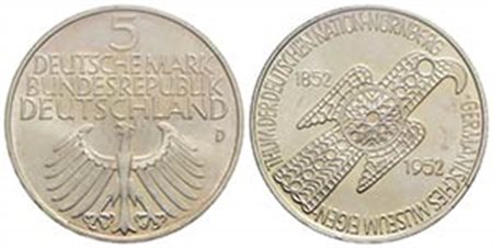 GERMANIA - Repubblica Federale (1949) - 5 Marchi - 1952 D - Museo di Nurnberg - AG R Kr. 113 - FDC