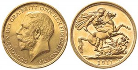 GRAN BRETAGNA. Giorgio V (1910-1936). 2 Pounds 1911. Au (28mm, 16.00g). SCBC 3995; KM 821. SPL