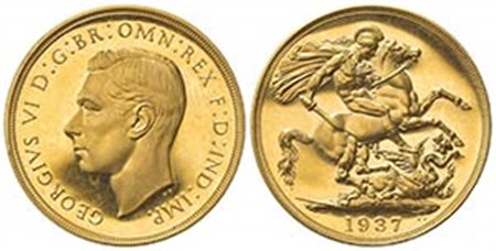 GRAN BRETAGNA. Giorgio VI (1936-1952). 2 Pounds 1937. Au (28mm, 16.00g). SCBC 4075; KM 860. SPL