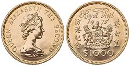 HONG KONG. Elisabetta II (1952-1997). 1000 Dollari 1975. Proof Au (28mm, 15.93g). KM 38; Fr. 1. FDC