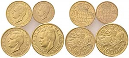 MONACO. Ranieri III (1949-2005). Set di 4 monete: 100, 50, 20 e 10 Franchi. Au (142.22g). SPL