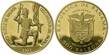 PANAMA. Repubblica. 500 Balboas 1976. Proof Au (45mm, 42.31g). KM 42; Fr. 1. FDC