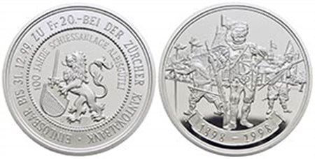 SVIZZERA - Confederazione - 20 Franchi - 1998 - Albisgutli - AG RR Bruce S55 Proof Con certificato - FDC