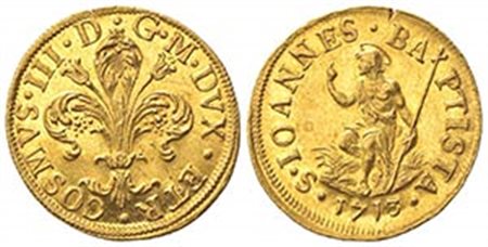 FIRENZE. Cosimo III de' Medici (1670-1723). Zecchino o Fiorino 1713. Au (21.5mm, 3.50g). MIR 325/2. qSPL