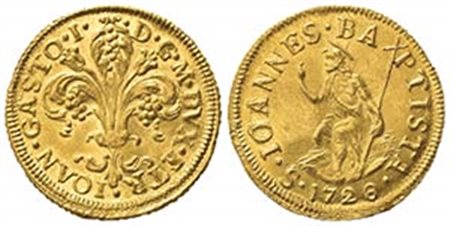 FIRENZE. Giovanni Gastone VII (1723-1737). Zecchino o Fiorino 1728. Au (21mm, 3.48g). MIR 345/6. qSPL