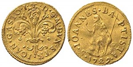 FIRENZE. Giovanni Gastone VII (1723-1737). Zecchino o Fiorino 1729. Au (20.5mm, 3.47g). MIR 345/7. BB+