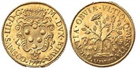 LIVORNO. Cosimo III de' Medici (1670-1723). Pezza della Rosa. Au (23.5mm, 6.93g). MIR 69. Appiccagnolo rimosso, SPL