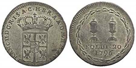 MANTOVA - Assedio Francese (1796-1797) - 20 Soldi - 1796 - MI R CNI 3/4; Mont. 178/179 Conservazione eccezionale - Ex coll. Mantegazza - bello SPL