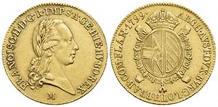 MILANO - Francesco II d'Asburgo - Lorena (1792-1800) - Sovrano - 1799 - (AU g. 11,07) RRRRR CNI 20; Mont. 157 Restaurazione Austro-Russa Impercettibile traccia di montatura rimossa - Di rara apparizione - BB-SPL