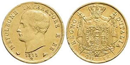 MILANO - Napoleone I, Re d'Italia (1805-1814) - 40 Lire - 1813 - (AU g. 12,87) R Pag. 16a; Mont. 201 Puntali aguzzi - Cifre 13 della data su 0 Colpettini - qSPL/SPL+