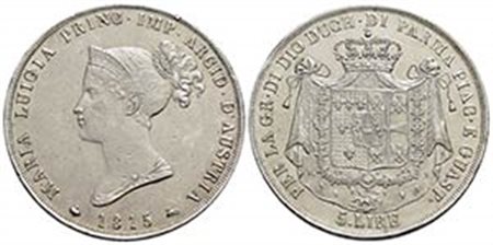 PARMA - Maria Luigia (1815-1847) - 5 Lire - 1815 - AG NC Pag. 5; Mont. 115 - SPL+/FDC