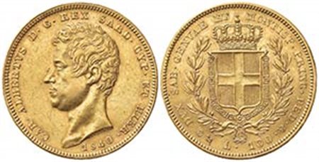 Carlo Alberto (1831-1849). 100 Lire 1840. Au (34mm, 32.26g). Genova. Pagani 149; Gigante 10. BB+