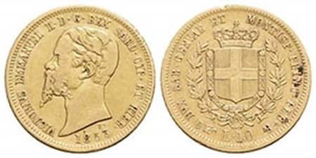 Vittorio Emanuele II (1849-1861) - 10 Lire - 1853 T - (AU g. 3,18) RRRR Pag. 363; Mont. 32 - MB-BB