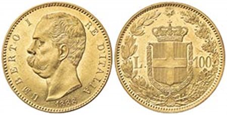 Umberto I (1878-1900). 100 Lire 1888. Au (35mm, 32.26g). Roma. Pagani 570; Gigante 4. qSPL