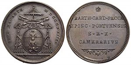 PAPALI - Sede Vacante (1823) - Medaglia - 1823 Opus: Pasinati Ø: 30 mm. - (AE g. 16,17) R Boccia 78; Bart. p. 242 Cardinale Camerlengo Bartolomeo Pacca - FDC