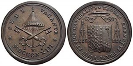 PAPALI - Sede Vacante (1823) - Medaglia - 1823 Ø: 37 mm. - (AE g. 21,83) R Boccia 80; Bart. p. 242 Vice Camerlengo Monsignore Tommaso Bernetti - SPL