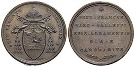 PAPALI - Sede Vacante (1829) - Medaglia - 1829 Opus: Cerbara Ø: 31 mm. - (AE g. 15,54) R Boccia 85; Bart. p. 248 Cardinale Camerlengo Pier Francesco Galeffi - qFDC