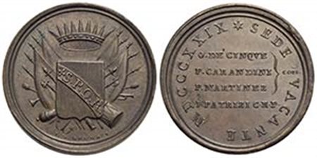 PAPALI - Sede Vacante (1829) - Medaglia - 1829 Opus: Gennari Ø: 33 mm. - (AE g. 20,09) R Boccia 90; Bart. p. 248