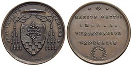 PAPALI - Sede Vacante (1830-1831) - Medaglia - 1830 Opus: Cerbara Ø: 31 mm. - (AE g. 15,63) R Boccia 93; Bart. p. 252 Tesoriere Generale Monsignore Mario Mattei Colpettino - qFDC