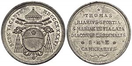 PAPALI - Sede Vacante (1846) - Medaglia - 1846 Opus: Pasinati Ø: 33 mm. - (MB g. 14,37) Boccia 100; Bart. p. 268 Cardinale Camerlengo Tommaso Riario Sforza - qFDC