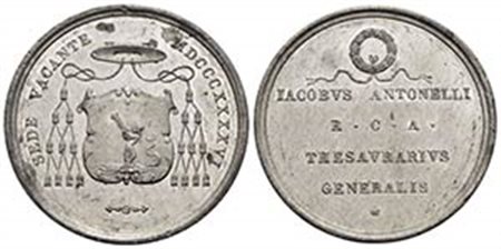 PAPALI - Sede Vacante (1846) - Medaglia - 1846 Opus: Pasinati Ø: 33 mm. - (MB g. 13,9) R Boccia 101; Bart. SV-4 Tesoriere Generale Monsignore Giacomo Antonelli - bello SPL