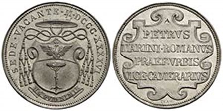 PAPALI - Sede Vacante (1846) - Medaglia - 1846 Opus: Teano Ø: 33 mm. - (MB g. 14,63) R Boccia 102; Bart. SV-2 Vice Camerlengo Monsignore Pietro Marini Colpetto - FDC